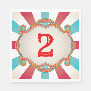 Rood Blauw Vintage Circus Verjaardag Servet