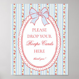 Rood & Blauw Vintage Fancy Bloemig Recept Delen Poster