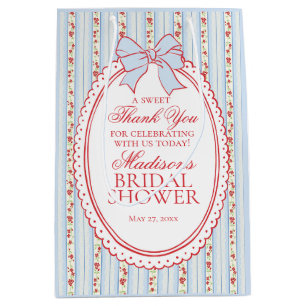Rood Blauw Vintage Fijne Bloem Bruiloft Feest Favo Medium Cadeauzakje