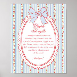 Rood & Blauw Vintage Mooie Bloemige Luiers Gedanke Poster
