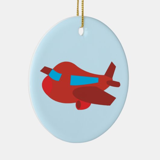 Rood & Blauw Vliegtuig Keramisch Ornament (Rechts)