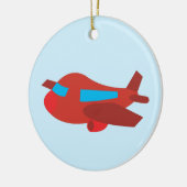 Rood & Blauw Vliegtuig Keramisch Ornament (Links)
