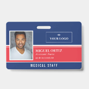 Rood Blauw Voeg uw Logo-medewerker-ID toe Badge