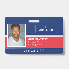 Rood Blauw Voeg uw Logo-medewerker-ID toe Badge