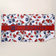 Rood blauw voetballen patroon gepersonaliseerde na