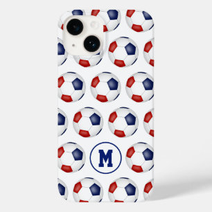 Rood blauw voetballen sportpatroon Case-Mate iPhone 14 hoesje