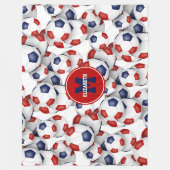 Rood Blauw voetballen Team Kleuren monogram Fleece Deken (Voorkant)