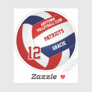Rood blauw volleybal team kleuren kinder trui numm sticker