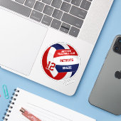 Rood blauw volleybal team kleuren kinder trui numm sticker (Laptop met iPhone)