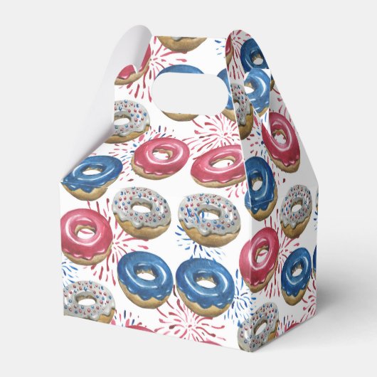 Rood Blauw Vuurwerk Donuts 4th van Juli Feest Bedankdoosjes (Achterkant)