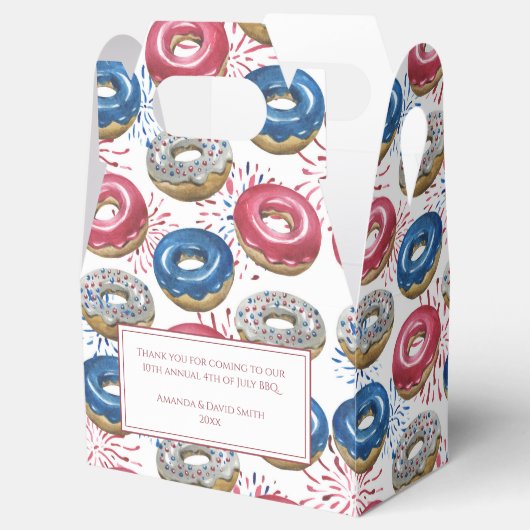 Rood Blauw Vuurwerk Donuts 4th van Juli Feest Bedankdoosjes (Geopend)