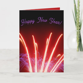 Rood & blauw vuurwerk Nieuwjaar Feestdagen Kaart