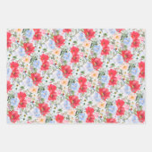 Rood blauw Waterverf bloemen Inpakpapier Vel (Voorkant)