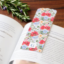 Rood & Blauw Waterverf Bloemmonogram