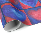 Rood Blauw Waterverf Harten geschilderd Liefde Val Cadeaupapier (Rol Hoek)