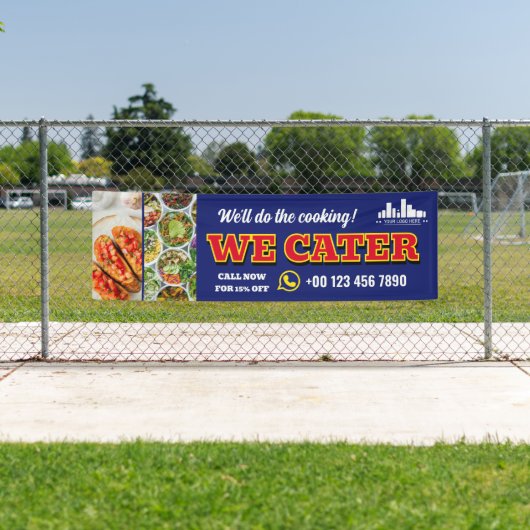 Rood Blauw We Cater Catering Promo Logo Foto Spandoek (Insitu)