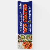 Rood Blauw We Cater Catering Promo Logo Foto Spandoek (Verticaal)