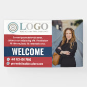Rood Blauw Welkom Small Business Foto Logo Spandoek (Horizontaal)