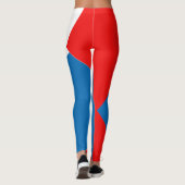 Rood Blauw Wit Abstract Kleurblok Leggings (Achterkant)