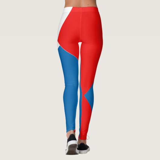 Rood Blauw Wit Abstract  Kleurblok Leggings (Achterkant)