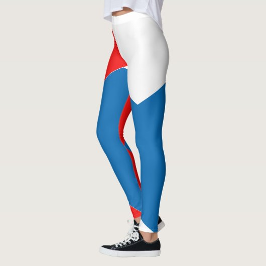 Rood Blauw Wit Abstract  Kleurblok Leggings (Links)