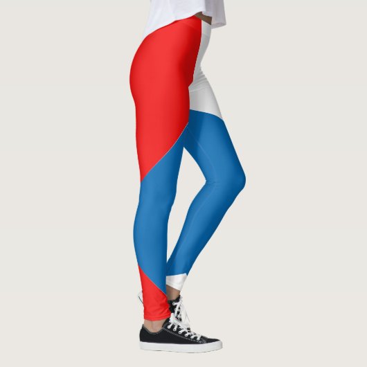 Rood Blauw Wit Abstract  Kleurblok Leggings (Rechts)