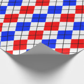 Rood Blauw Wit Argyle Diamant Patroon Ontwerp Cadeaupapier (Hoek)