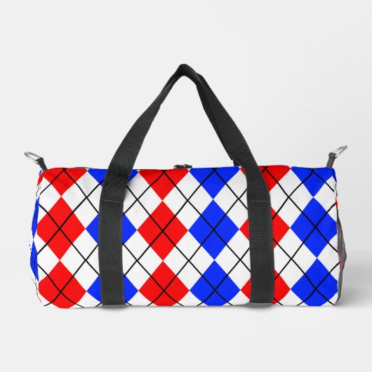 Rood Blauw Wit Argyle Diamant Patroon Ontwerp Plunjezak (Voorkant)