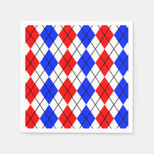 Rood Blauw Wit Argyle Diamant Patroon Ontwerp Servet
