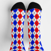 Rood Blauw Wit Argyle Diamant Patroon Ontwerp Sokken (Top)