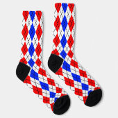 Rood Blauw Wit Argyle Diamant Patroon Ontwerp Sokken (Rechts)