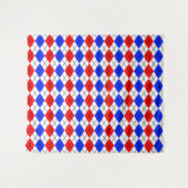 Rood Blauw Wit Argyle Diamant Patroon Ontwerp Wandkleed (Voorkant (horizontaal))