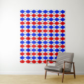 Rood Blauw Wit Argyle Diamant Patroon Ontwerp Wandkleed (In situ)