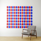 Rood Blauw Wit Argyle Diamant Patroon Ontwerp Wandkleed (In Situ (horizontaal))