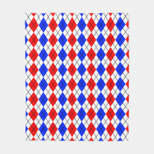 Rood Blauw Wit Argyle Schotse Plaid Ontwerp  Fleece Deken