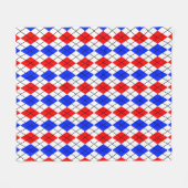 Rood Blauw Wit Argyle Schotse Plaid Ontwerp Fleece Deken (Voorkant (Horizontaal))