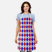 Rood Blauw Wit Argyle Schotse Plaid Ontwerp Schort (Gedragen)