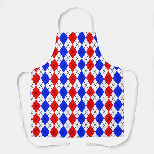 Rood Blauw Wit Argyle Schotse Plaid Ontwerp Schort (Voorkant)