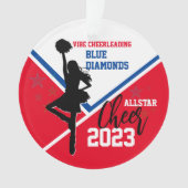 Rood Blauw Wit Cheerleading Acryl Ornament (voorkant)
