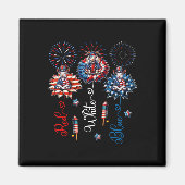 Rood Blauw Wit Drie Schattigee Geiten Op Bloemen 4 Magneet (Voorkant)