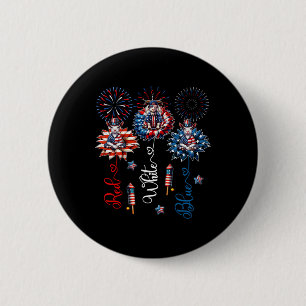 Rood Blauw Wit Drie Schattigee Geiten Op Bloemen 4 Ronde Button 5,7 Cm