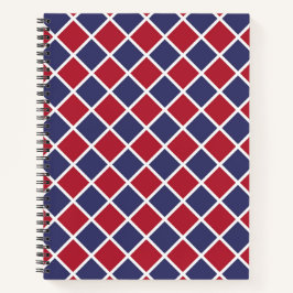 Rood Blauw Wit Harlekijn Diamant Schachbrett Motie Notitieboek