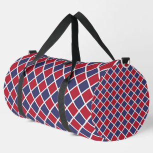 Rood Blauw Wit Harlekijn Ruit Checker Groot Plunjezak