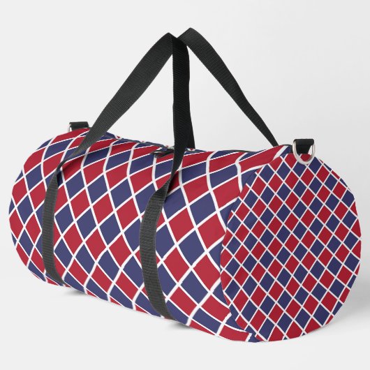 Rood Blauw Wit Harlekijn Ruit Checker Groot Plunjezak (Linkerhoek)