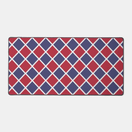 Rood Blauw Wit Harlekijn Ruit Schaakbord Patroon Bureaumat