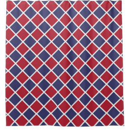 Rood Blauw Wit Harlekijn Ruit Schaakbord Patroon Douchegordijn