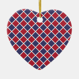 Rood Blauw Wit Harlekijn Ruit Schaakbord Patroon Keramisch Ornament