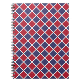 Rood Blauw Wit Harlekijn Ruit Schaakbord Patroon Notitieboek