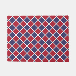 Rood Blauw Wit Harlekijn Ruit Schachbrett Motief Deurmat