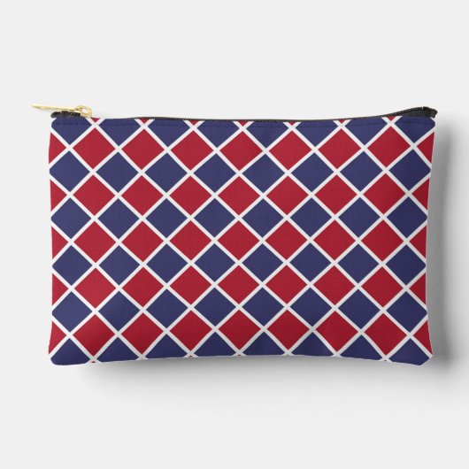 Rood Blauw Wit Harlekijn Ruit Schachbrett Motief Etui (Voorkant)